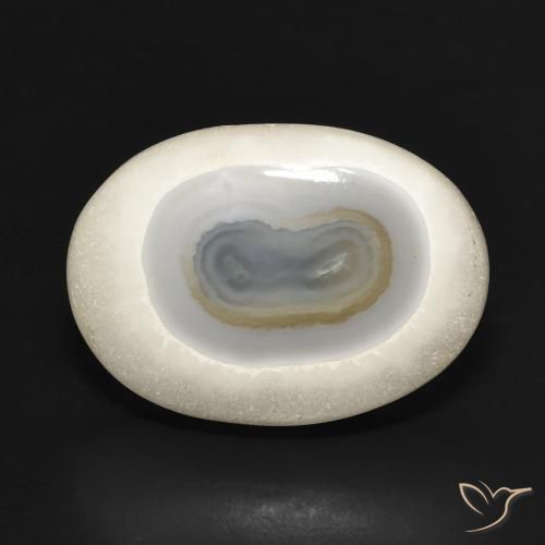 21.41ct Natürlicher Mehrfarbiges Weiß Achat, Oval, Lichtundurchlässig