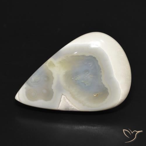 31.41ct Natürlicher Mehrfarbiges Weiß Achat, Birnenform, Lichtundurchlässig