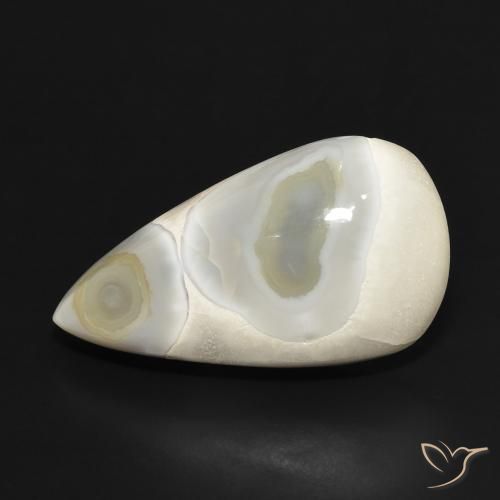 18.68ct Natürlicher Mehrfarbiges Weiß Achat, Birnenform, Lichtundurchlässig