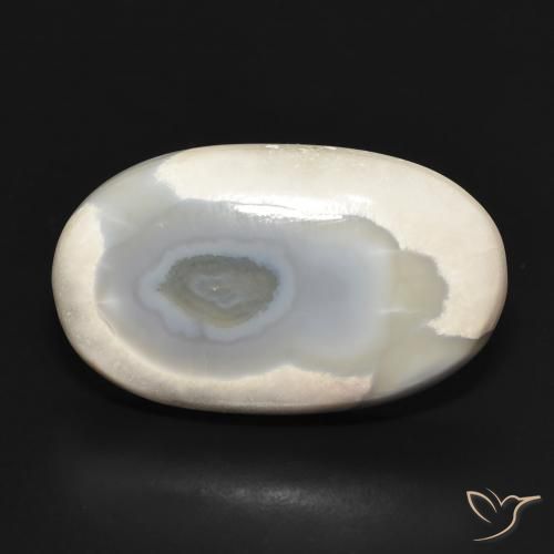 24.26ct Natürlicher Mehrfarbiges Weiß Achat, Oval, Lichtundurchlässig