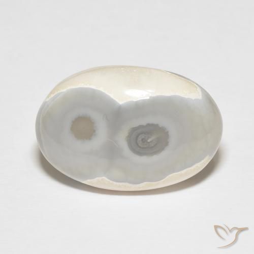 18.84ct Natürlicher Mehrfarbiges Weiß Achat, Oval, Lichtundurchlässig