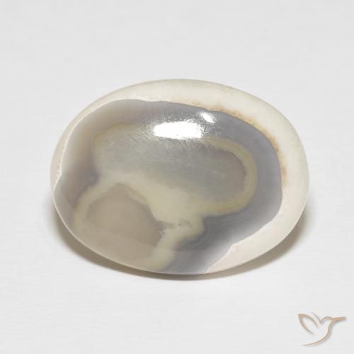 13.26ct Natürlicher Mehrfarbiges Weiß Achat, Oval, Lichtundurchlässig