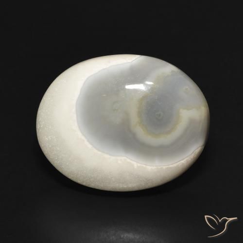 14.96ct Natürlicher Mehrfarbiges Weiß Achat, Oval, Lichtundurchlässig