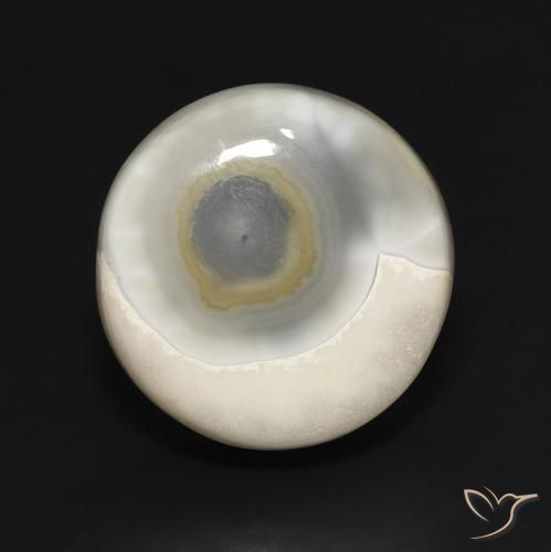 16.75ct Natürlicher Mehrfarbiges Weiß Achat, Runden, Lichtundurchlässig
