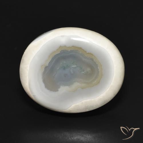 20.05ct Natürlicher Mehrfarbiges Weiß Achat, Oval, Lichtundurchlässig