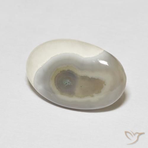 9,17 ctw natürlicher White Cream Achat, Oval, Lichtundurchlässig