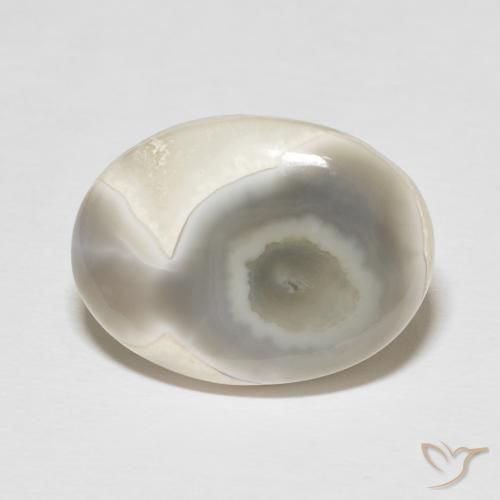 14.26ct Natürlicher Nicht-gerade weiss Achat, Oval, Lichtundurchlässig