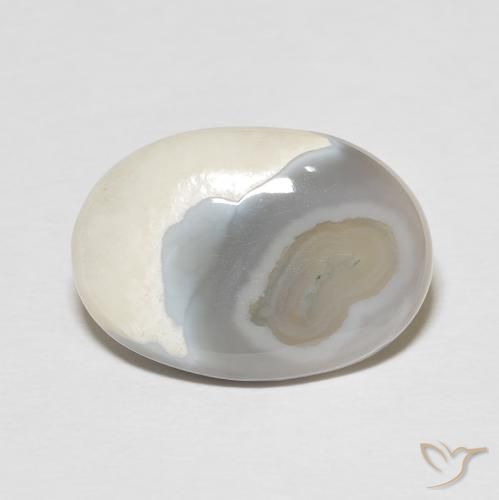8.92ct Natürlicher Mehrfarbiges Weiß Achat, Oval, Lichtundurchlässig