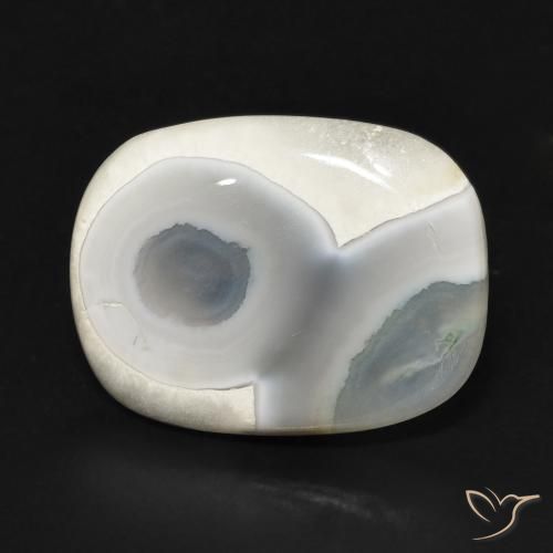 8.05ct Natürlicher Mehrfarbiges Weiß Achat, Kissen, Lichtundurchlässig