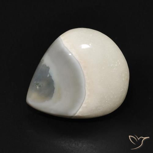 7.58ct Natürlicher Nicht-gerade weiss Achat, Birnenform, Lichtundurchlässig