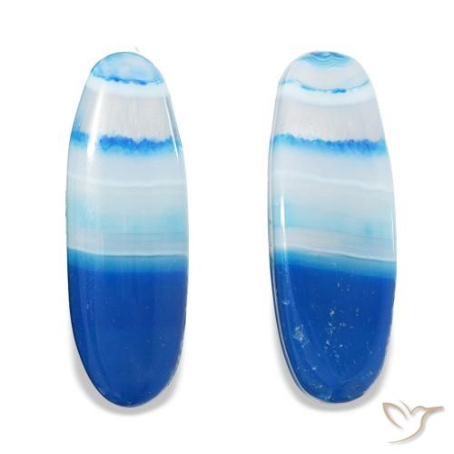 31.70 ct natürliche Mehrfarbiges Blau Achat-Edelsteine, Oval Schliff, Transparent