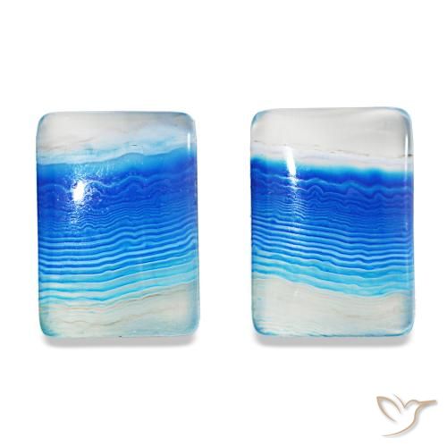 16.94 ct natürliche Mehrfarbiges Blau Achat-Edelsteine, Baguette, Transparent