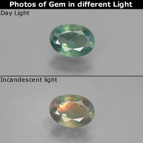 9,17 ctw natürlicher grün/rot Alexandrit, Oval Schliff, VS-SI