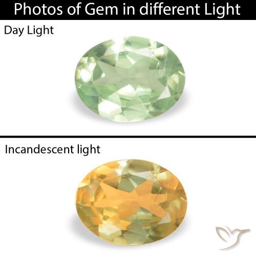 0.17ct Natürlicher gelb-grün Alexandrit, Oval, VS