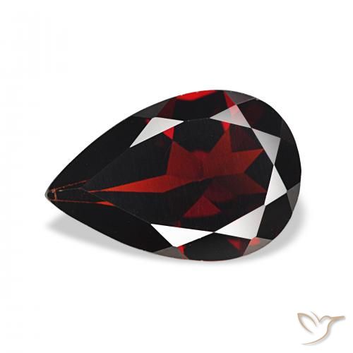 3.20ct Natürlicher dunkelrot Almandin-Granat, Birnenform, VVS-VS, Photo A