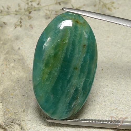 25.86ct Natürlicher grün-blau Amazonit, Oval, Lichtdurchlässig