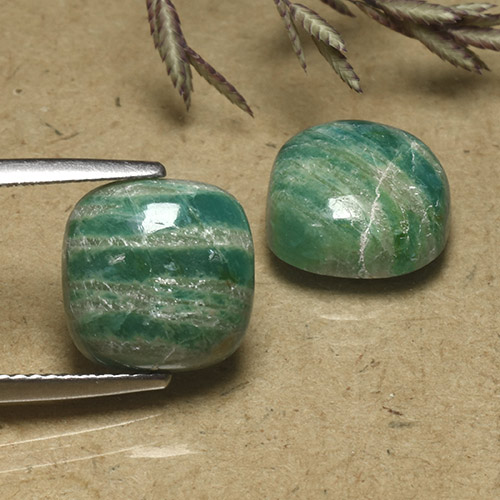 8.15 ct natürliche Kühles Grün Amazonit-Edelsteine, Kissenschliff, Lichtundurchlässig