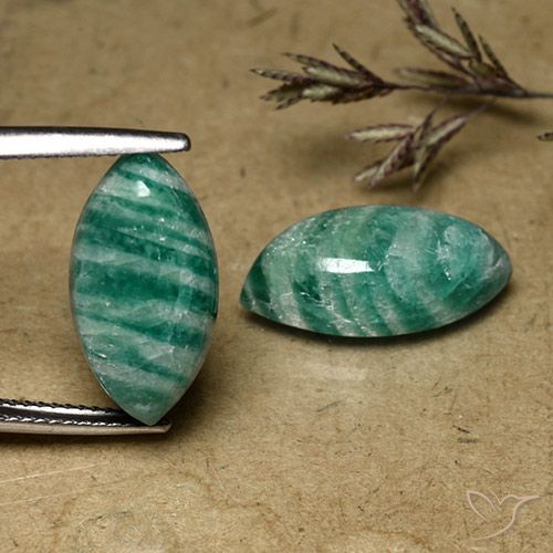 14.56ctw Natürlicher Mittel-Dunkelgrün Amazonit, Marquise, Lichtundurchlässig