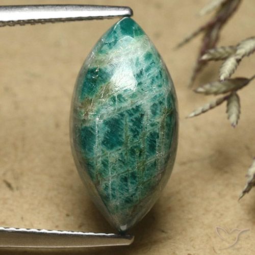 7.17ct Natürlicher Kieferngrün Amazonit, Marquise, Lichtundurchlässig