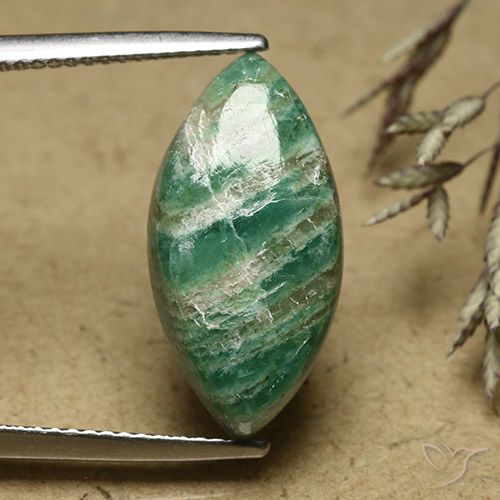 6.79ct Natürlicher Cooles Kieferngrün Amazonit, Marquise, Lichtundurchlässig