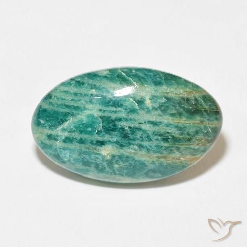 21.30ct Natürlicher Kühles Grün Amazonit, Oval, Lichtundurchlässig, Photo A