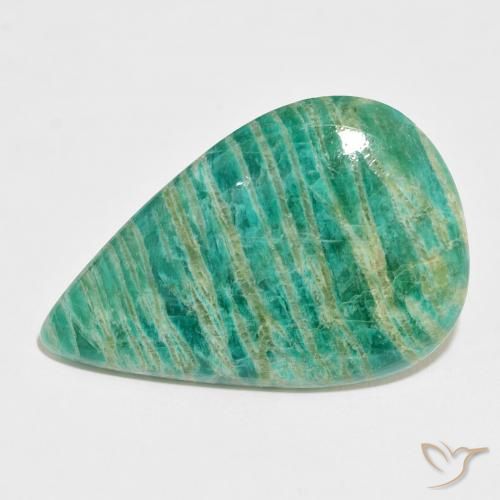37.44ct Natürlicher dunkelgrün Amazonit, Birnenform, Lichtundurchlässig