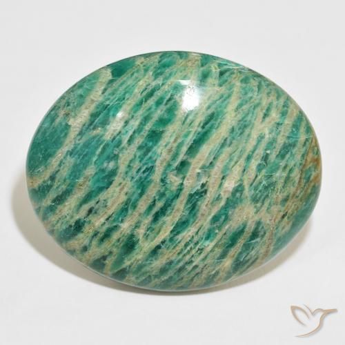 101.38ct Natürlicher Vielfarbig-grün Amazonit, Oval, Lichtundurchlässig