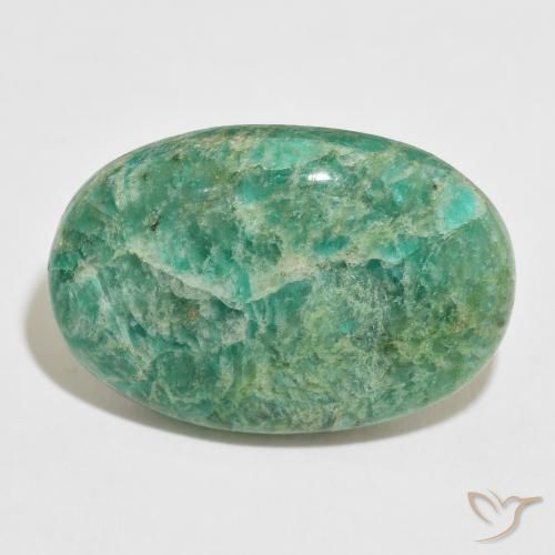 47.77ct Natürlicher Kühles Grün Amazonit, Oval, Lichtundurchlässig