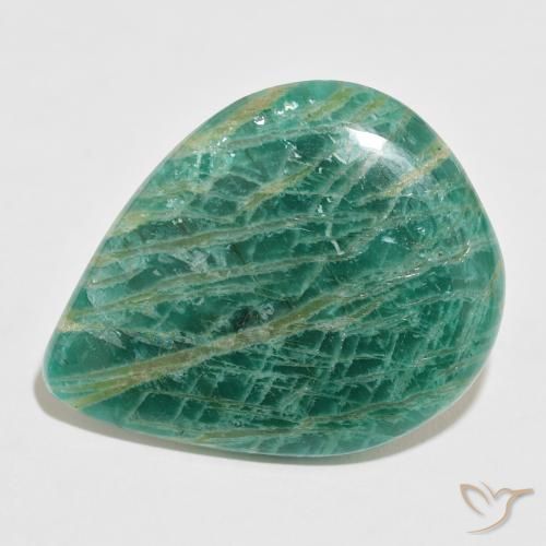54.15ct Natürlicher Kieferngrün Amazonit, Birnenform, Lichtundurchlässig