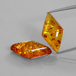  ct natürliche orangefarbener Bernstein-Edelsteine, Fantasieschliff, Transparent