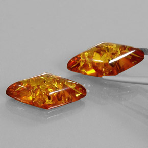  ct natürliche orangefarbener Bernstein-Edelsteine, Fantasieschliff, Transparent