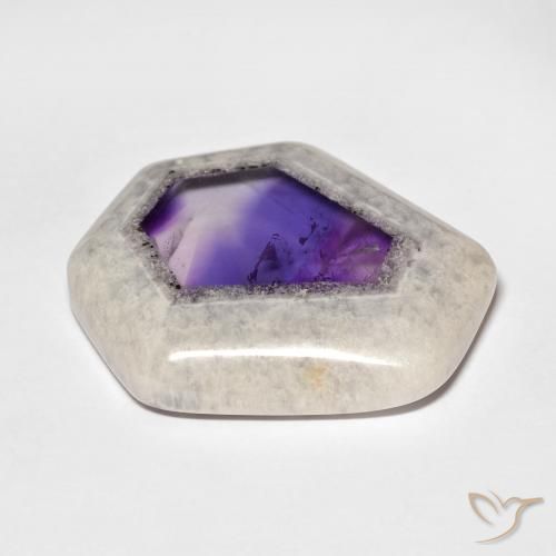 29,19 ctw natürlicher mehrfarbiger Amethystgeodenscheibe, Fantasieschliff, Transparent