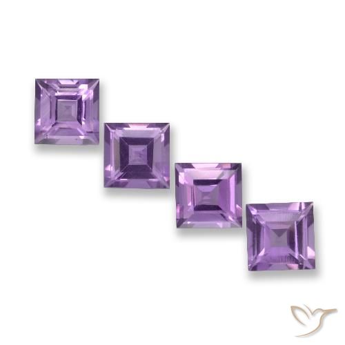 3.74ctw Natürlicher Mittel Violett-Rosa Amethyst, Quadrat, VVS-VS