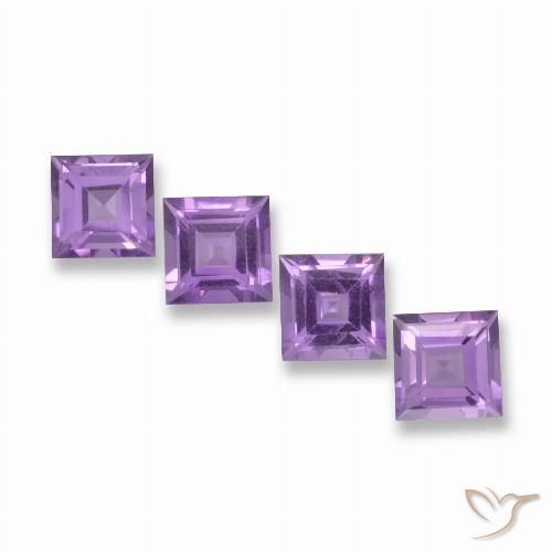 4.01ctw Natürlicher Rosaig-violett Amethyst, Quadrat, VVS-VS