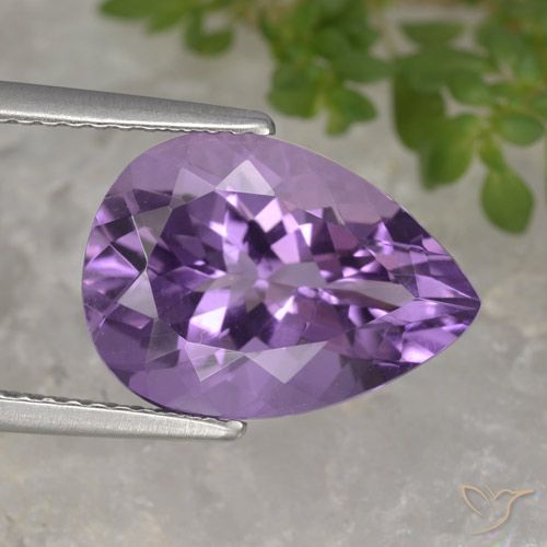 4.69ct Natürlicher Lilaisch-violett Amethyst, Birnenform, VVS