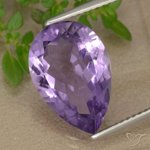 5.04ct Natürlicher Mittel-helles Purpurviolett Amethyst, Birnenform, VS
