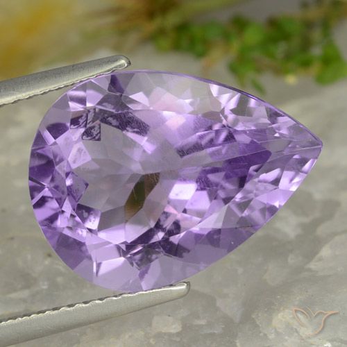 7.68ct Natürlicher hellviolett Amethyst, Birnenform, VVS-VS