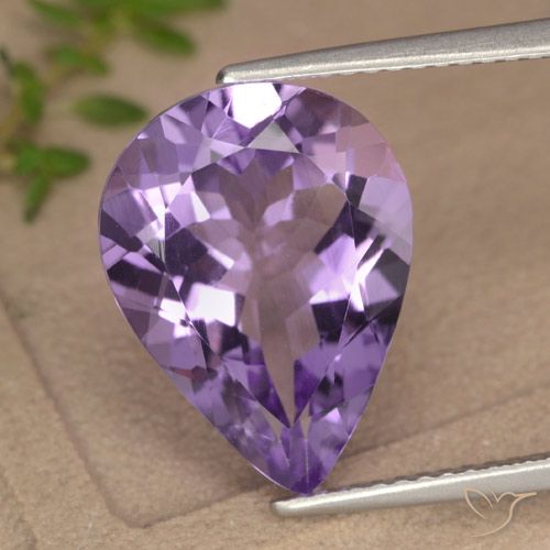 6.07ct Natürlicher Mittel-helles Purpurviolett Amethyst, Birnenform, VVS-VS
