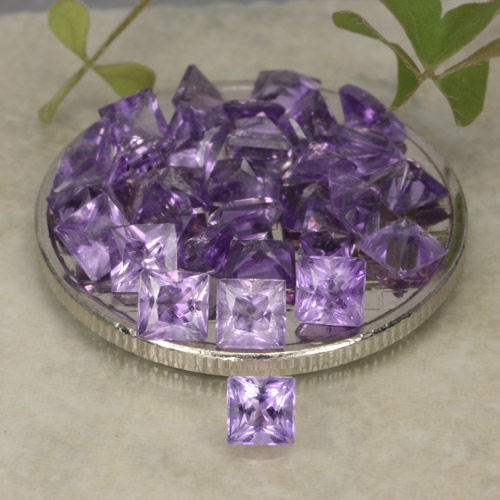 3,84 ct natürliche Mittelviolett Amethyst-Edelsteine, Quadrat, VS