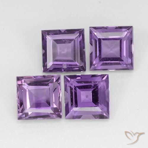 4.53 ct natürliche Mittelviolett Amethyst-Edelsteine, Quadrat, VS