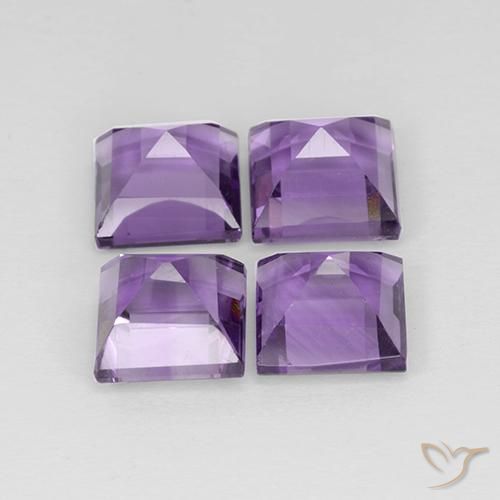 4.53 ct natürliche Mittelviolett Amethyst-Edelsteine, Quadrat, VS