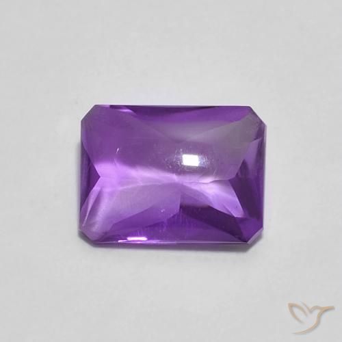 1.38ct Natürlicher tiefviolett Amethyst, Smaragdschliff, Transparent