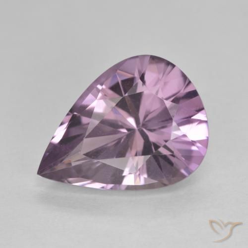 4.46ct Natürlicher gräulich-v Amethyst, Birnenform, VVS