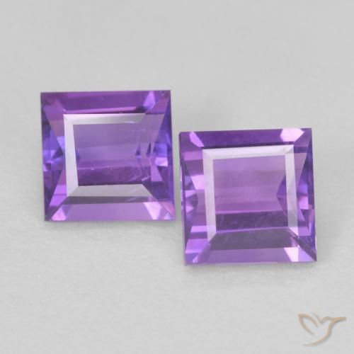 0.85ctw Natürlicher Intensives Violett Amethyst, Quadrat, VS