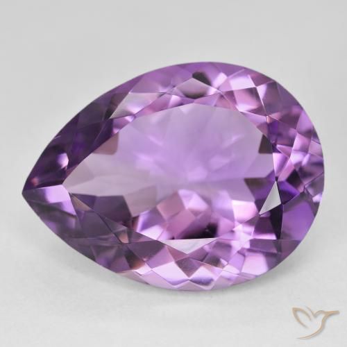 17.98ct Natürlicher Hell-Mittelviolett Amethyst, Birnenform, VVS