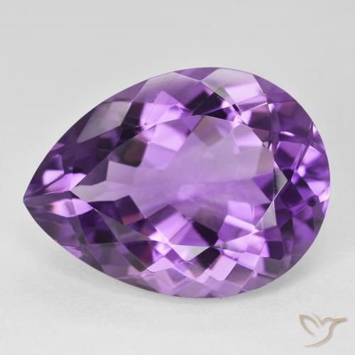 18.42ct Natürlicher Medium Light Purplish-Violet Amethyst, Birnenform, VVS