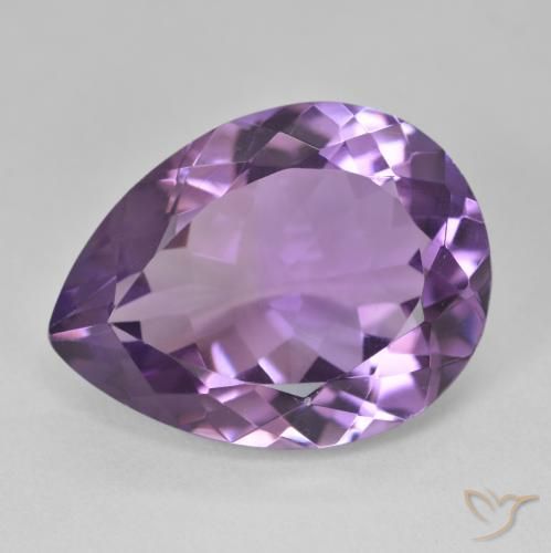 16.99ct Natürlicher Medium Light Purplish-Violet Amethyst, Birnenform, VVS-VS
