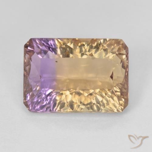 7.09ct Natürlicher Zweifarbig Ametrin, Smaragdschliff, VVS-VS