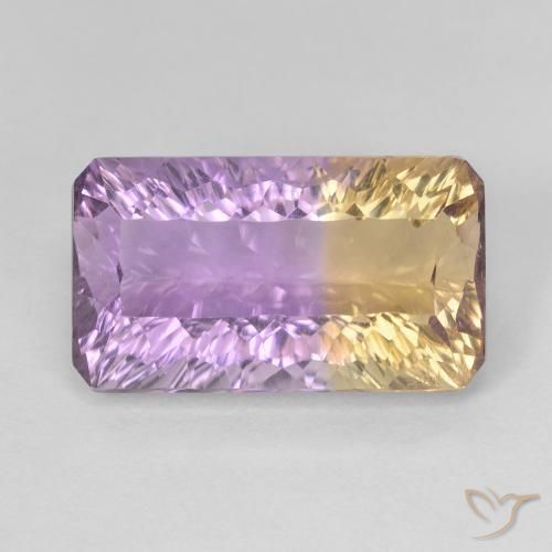 6.56ct Natürlicher Zweifarbig Ametrin, Smaragdschliff, VVS-VS
