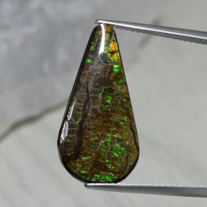 7,94 ctw natürlicher mehrfarbiger Ammolit, Birnenform, Lichtundurchlässig